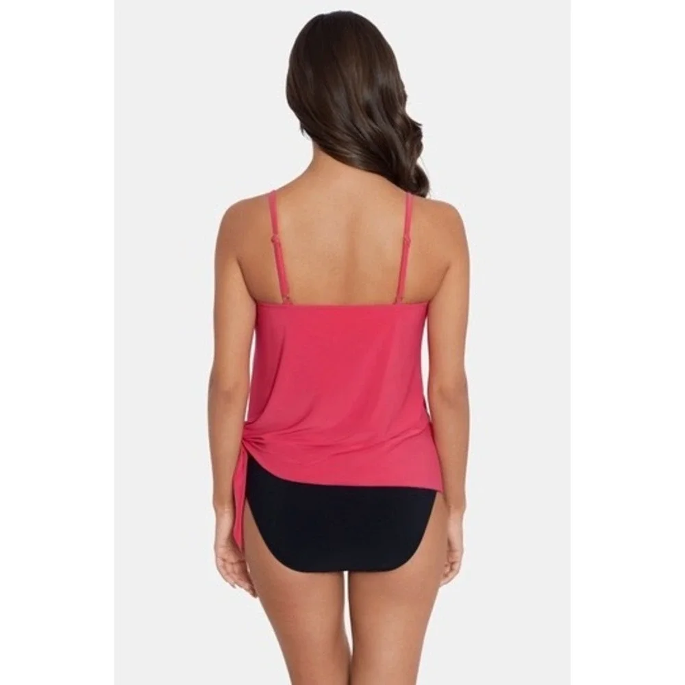 NWT Magicsuit Tankini Swim Top Womens Pink Surplice Side Tie Wrap 10 $128